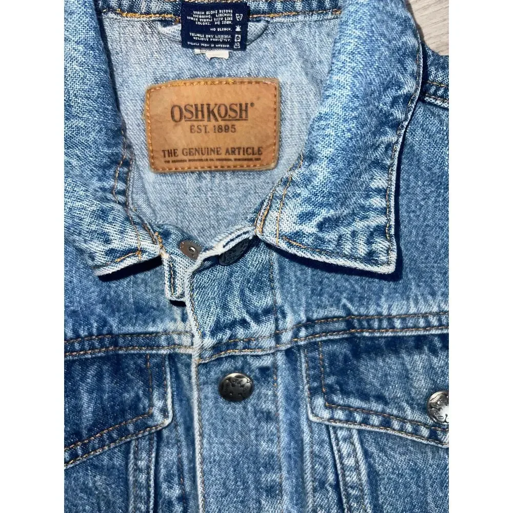 OshKosh B'Gosh Vintage Y2K blue denim trucker toddler jacket sz 3/3T girls/boy